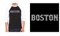 LA Pop Art Boston Neighborhoods Men's Raglan Word Art T-shirt